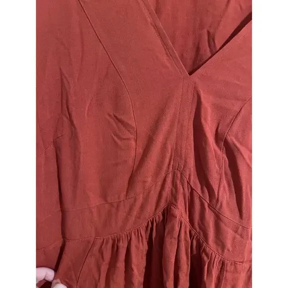 TORRID Long Sleeve Babydoll Rayon V Neck Blouse Spice Red size 2 - Picture 5 of 7